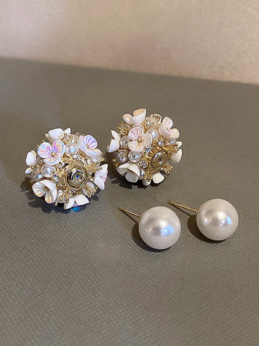 Pendientes de flores de cuentas de circón originales