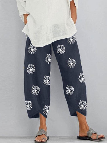 Lose Blütendrucktaschen Split-Gelenkhosenhosen Hose