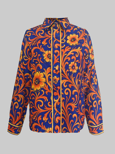 Maniche lunghe abbottonate floreale camicette di camicette camicie