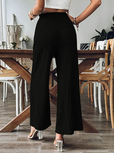 Lose Weitbeinelastizität Falten-Taschen Feste Farben Split-Gelenkhosenhosen Hose