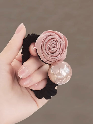 ビーズの弾力性の花の形の光沢のある髪のアクセサリーヘアボブルヘアタイポニーテールホルダー