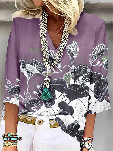 T-shirts en vlours de fleurs plus en vrac