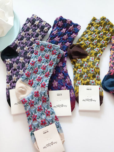 خمر الفنية الرجعية 4 ألوان الجوارب الحياكة