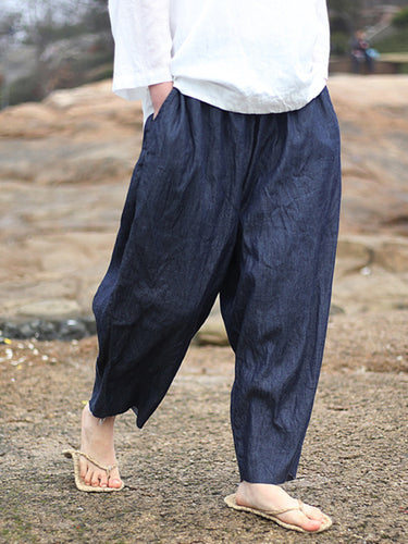 Pantalon en jean à la jambe large de couleur en denim en vrac vintage