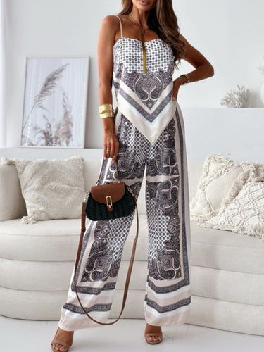Mode gedruckte Look-Younger-Gurte Weste Top & Casual Hosen Bottoms Zwei Stücke Set Set