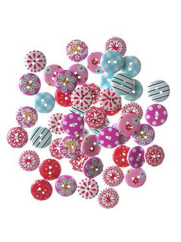 100pcs ملحقات ملحقات زخرفة مطبوعة مخطط ملونة الأزرار