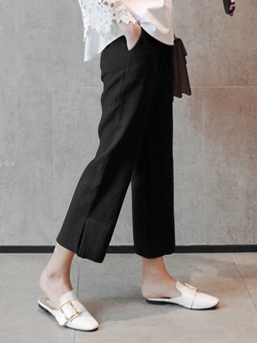 Leinen-Chic-Plus-Größe losen lässige, geteilte neunte Hose aufgeteilt
