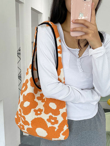 オリジナルのフローラルウィーブコントラストカラーバッグのアクセサリー