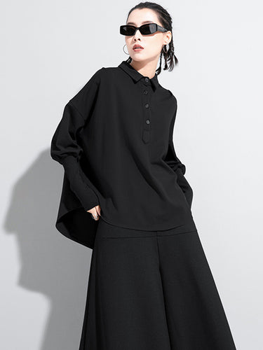 オリジナルのスプリットジョイントグレーブラックポロシャツのトップス