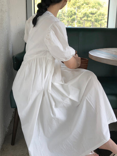 Vestido Midi de mangas midi de cor midi original de cor sólida larga de cor sólida