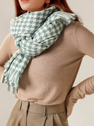 Houndstooth com franjas Mantenha o lenço de xale quente