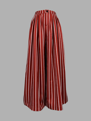 Lose Weitbein gestreifte Casual Hosenboden Hosen