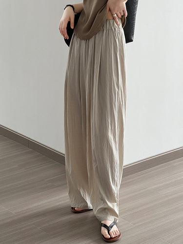 Élasticité large de la jambe large haute pantalon pantalon décontracté pantalon pantalon
