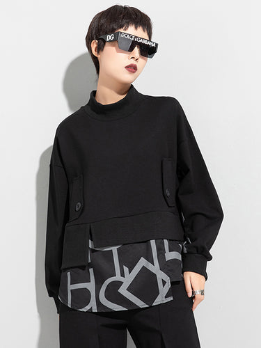 オリジナルのスプリットジョイントFalse Two Sweatshirt Tops