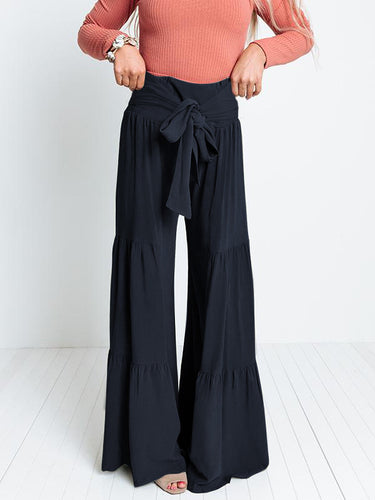 11 Farben Einfache hohe taillierte Feste Farbe Casual Wide Leg Hosen