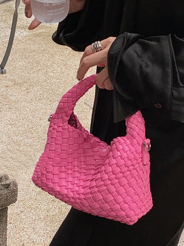 かわいい無地の織りバッグのハンドバッグ