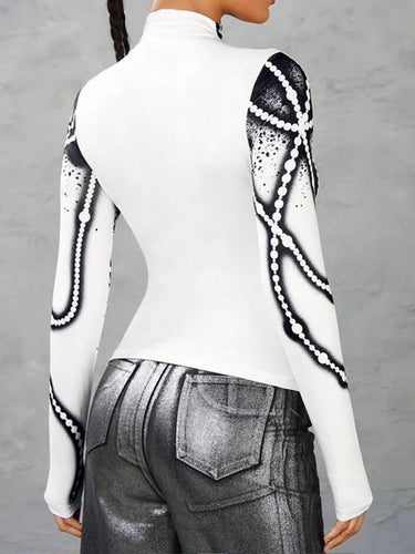 Maniche lunghe magliette a righe a strisce magro magro