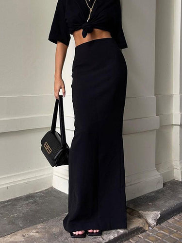 A-line BodyCon Salas de cores sólidas Saias de fundo