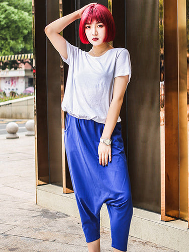 Pantalon de harem décontracté couleur bleu rouge noir rouge