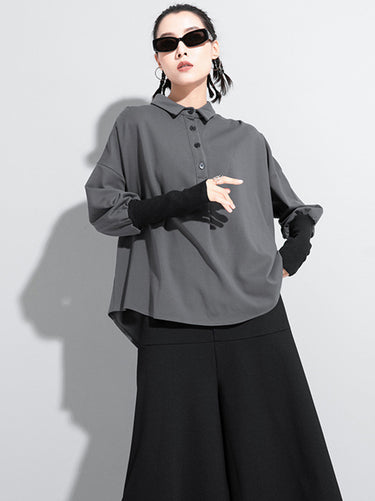 オリジナルのスプリットジョイントグレーブラックポロシャツのトップス