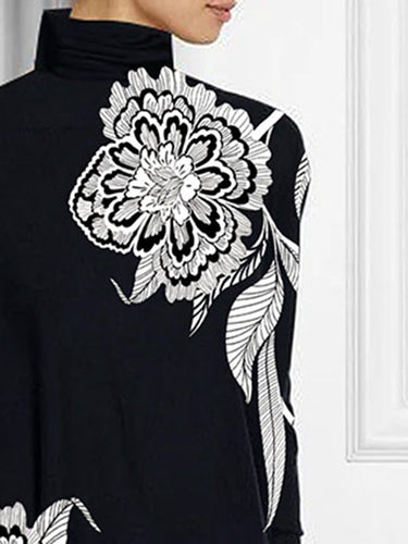 Mangas de bateo de bateo Floral Floral Floral Floral Floral Camisetas de cuello alto de unión dividida