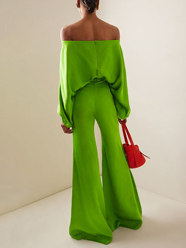 High Waisted Wide Leg Solid Color Split-Joint Pants Trousers