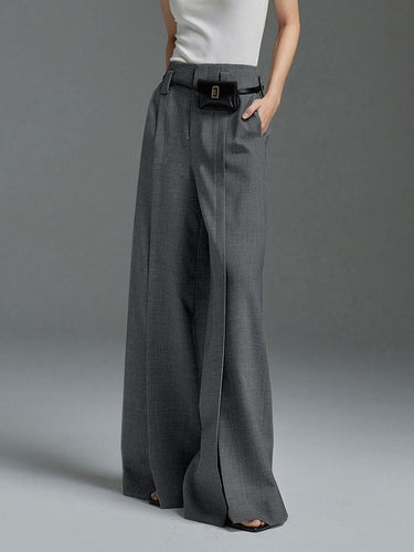 Pantaloni larghi sciolti pantaloni a vita piena di pieghe ad alta