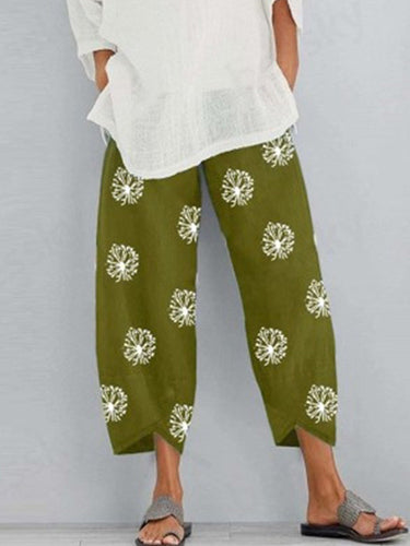 Lose Blütendrucktaschen Split-Gelenkhosenhosen Hose