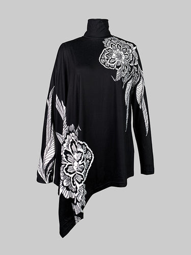 Mangas de bateo de bateo Floral Floral Floral Floral Floral Camisetas de cuello alto de unión dividida