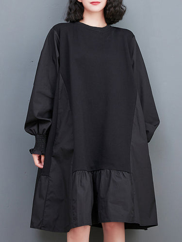 أكمام نفخة فضفاضة مطوية باللون الصلب مقسمة مقسمة