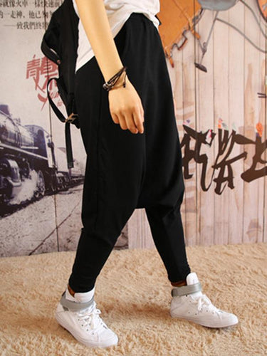 Pantalon de harem en vrac de couleur unie