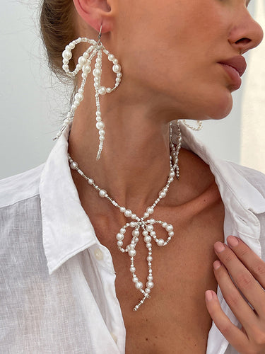 Boucles d'oreilles à bowknot + colliers accessoires