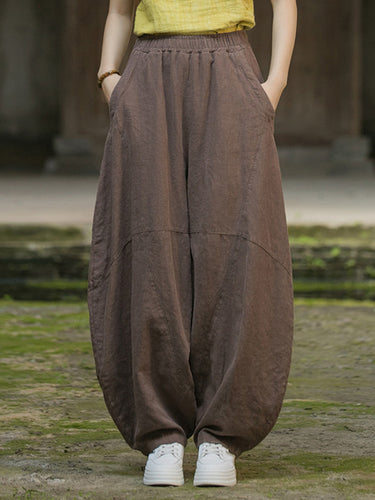 Poches d'élasticité en vrac pantalon de pantalon recadré de couleur de couleur solide