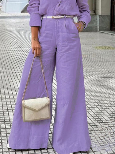 High Waisted Loose Solid Color Split-Joint Pants Trousers