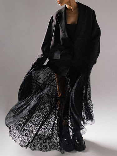 A-Line عالية الخصر مطوية مطوية من خلال التنانير المقسمة