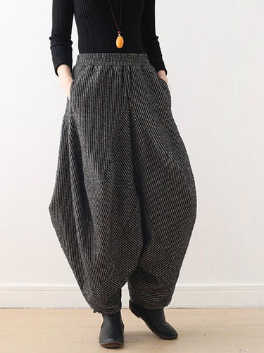 Vintage -gestrickte dicker asymmetrische Laternen -Weitbeinhosen