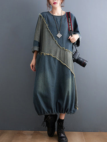 اللون الأصلي من الدنيم النقيض من الأكمام الطويلة الأكمام الطويلة