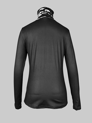 Maniche lunghe Skinny Flower Stampa a collo diviso a collo alto Time