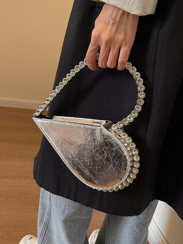 ハートシェイプ光沢のあるスプリットジョイントバッグバッグアクセサリーハンドバッグ