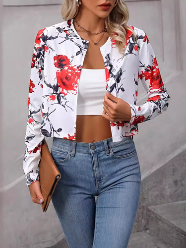 Manches longues boutonnées boutonnées en vrac blazer à col rond