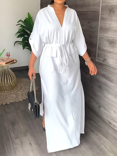 سائبة الرباطية الصلبة ألوان تقسيم الفساتين maxi