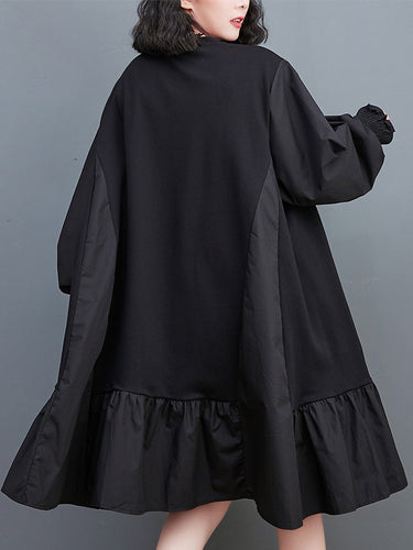 أكمام نفخة فضفاضة مطوية باللون الصلب مقسمة مقسمة