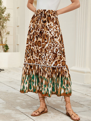 A-line raintring hearpard leopard split-coint kysits