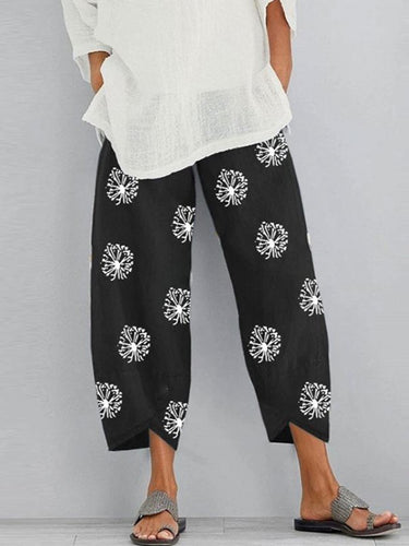 Lose Blütendrucktaschen Split-Gelenkhosenhosen Hose