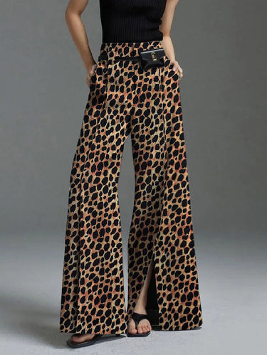 Lose Weitbein Leopard Split-Front Casual Hosenboden Hose