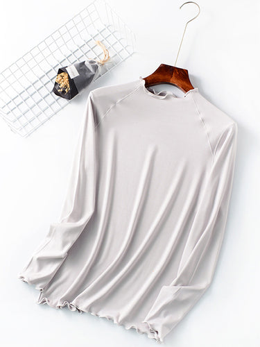 7色固体長袖のTシャツトップ