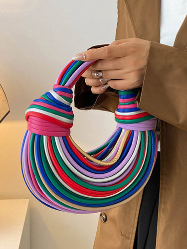 コントラストの幾何学的ジッパーハンドバッグ