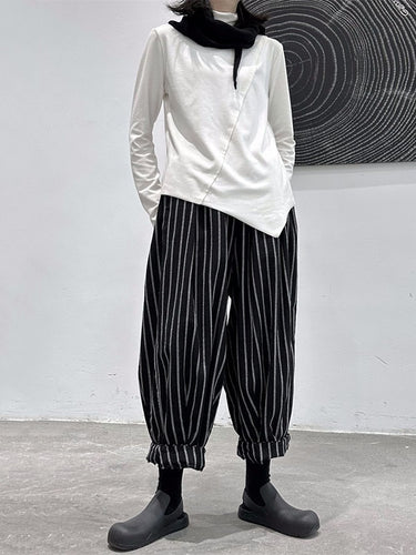Harem Hosen losen mit hohem taillierter Split-Gelenk-Strip-Muster Hosenhosen Hose