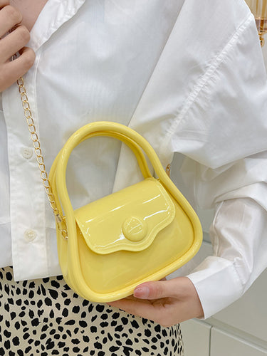 チェーンソリッドカラークロスボディバッグサッチェル