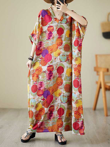 Mangas de Batwing Medias Mangas Contraste Color Polka Polka Vestidos maxi